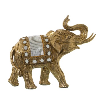 Golden Resin Elephant Figure- 22x10x19cm