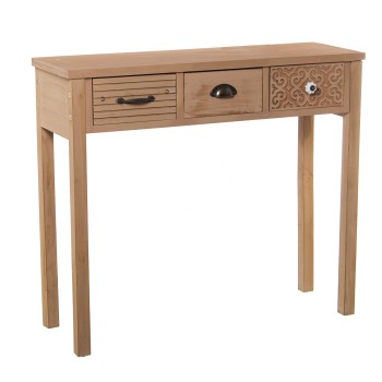 Wooden 3 Drawers Console Table- 90x30x78cm, Abeto+dm+contrach