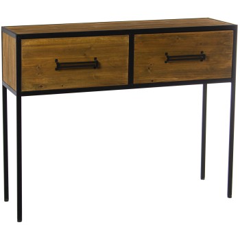 Mesa De Entrada Madera Metal C/2 Cajones 100x30x80cm Abeto+contrachapa