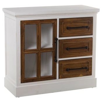 Wooden 3 Drawers + 1 Door Console Table- 86x34x78cm, Abeto+dm+contrach