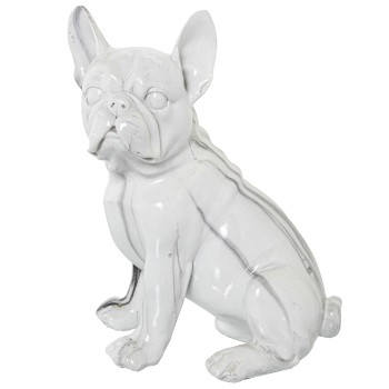 Statuetta In Resina - Cane - Finitura Marmo- 16x12x21cm