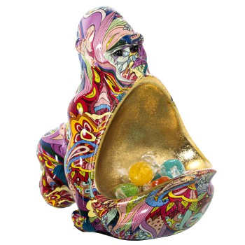 Statuette En Résine Vide-poche Singe - Graffiti- 20x15x20cm