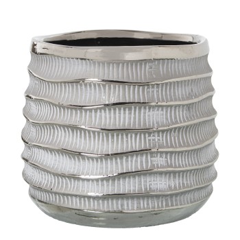 Macetero Cerámica Blanco/plata Ø19x17cm