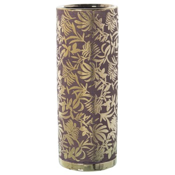 Vase En Céramique - Rose Et Or- Ø14x36cm