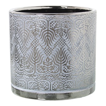 Macetero Cerámica Blanco/plata Ø18x18cm