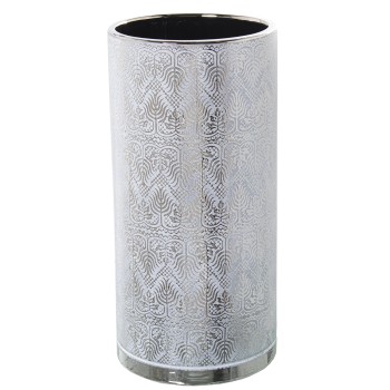 White And Silver Ceramic Umbrella Stand- Ø22x46cm