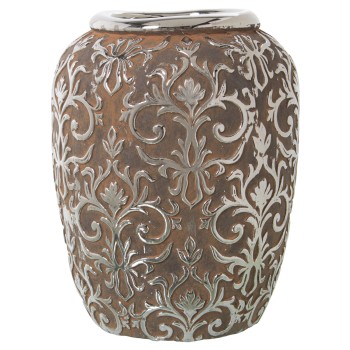 Aged Silver Ceramic Vase