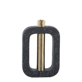 Vaso In Ceramica - Oro E Grigio Scuro- 21x6x33cm