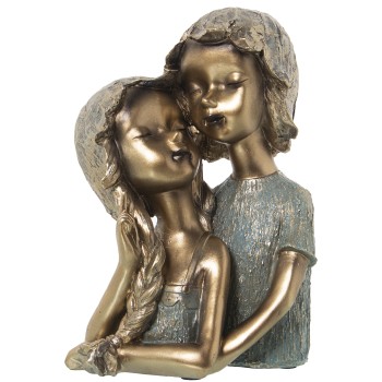 Golden Resin Children Couple Figure- 19x15x28cm