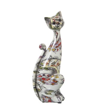 Decorated Casino Resin Cat Figure- 9x9x24cm