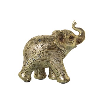 Statuetta In Resina - Elefante - Dorato- 17x7x16cm