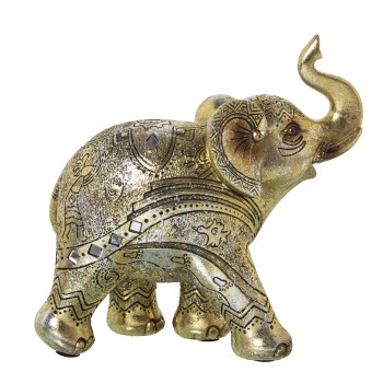 Statuetta In Resina - Elefante - Dorato- 22x10x21cm
