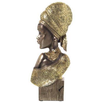 Golden Resin African Bust Figure- 18x9x42cm