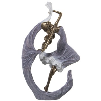 Golden And White Resin Lady Figure- 18x8x29cm