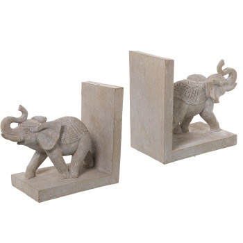 Set 2 White Elephant Bookends 36x10x15cm