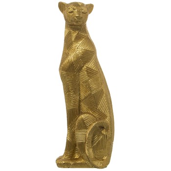 Statuetta In Resina - Ghepardo Seduto - Dorato- 9x8x26cm