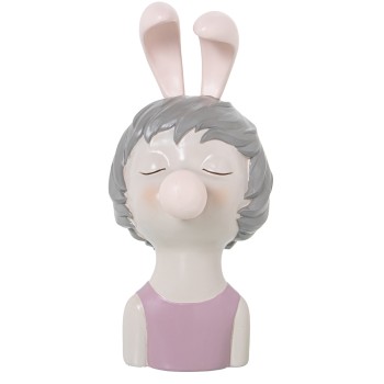 Figura Resina Cabeza De Chica C/chicle Rosa 12x15x25cm
