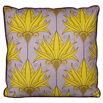 Pink Velvet Pillow With Zip Flowers - 45x45cm- 45x45cm, C/impresión Digital