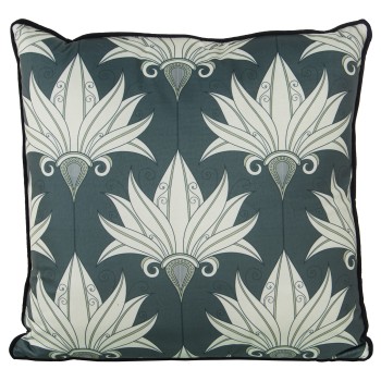 Cuscino In Velluto Con Zip Fiori - Verde - 45x45cm- 45x45cm, C/impresión Digital