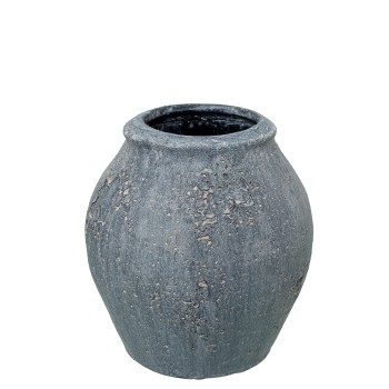 Jarrón Ceramica 15cm Gris Rústico Ø14x15cm