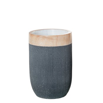 Macetero Resina Color Granit0 C/borde Simulación Madera Ø40x61cm Hueco:ø14/ø33x34cm