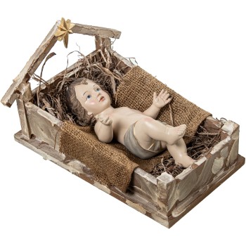 Gesù Bambino Nel Presepe In Resina 31cm