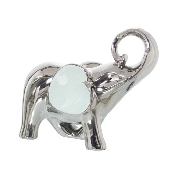 Ligh Blue And Silver Ceramic Elephant Figure- 20x9x18cm