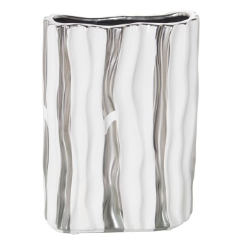 Silver And White Ceramic Vase- 19x8x25cm
