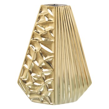 Vaso In Ceramica - Dorato- 23x8x31cm