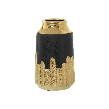 Black And Gold Ceramic Vase- Ø12x20cm