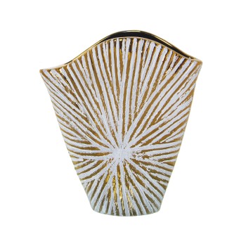 Jarrón Cerámica Blanco/dorado 26x9x30cm