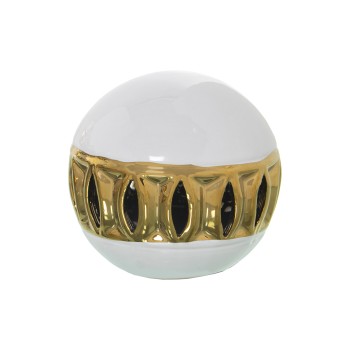 Bola Cerámica Blanco/dorado C/calado Ø10cm