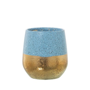 Macetero Cerámica Dorado/azul Ø13x14cm