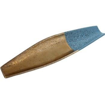 Centrotavola In Ceramica - Dorato E Azzurro- 50x14x5cm