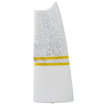 Jarrón Ceramica Plateado/blanco C/franjas Oro 17x10x40cm