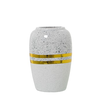 Vase En Céramique - Argenté Et Blanc- Ø13x20cm