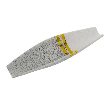 Centro Cerámica Plateado/blanco C/franjas Oro 35x11x5cm