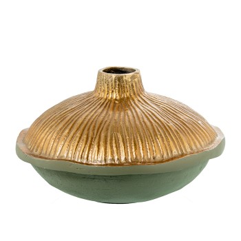 Vase Aluminium Or/vert Ø25x15cm