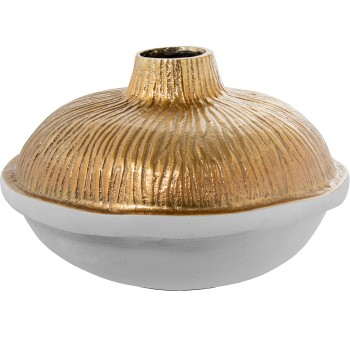 Vase Aluminium Or/blanc Ø30x20cm