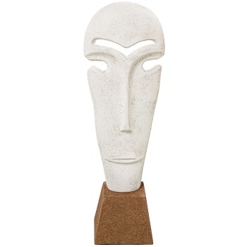 Figurine Visage Aluminium Blanc C/base Marron 13x10x39cm
