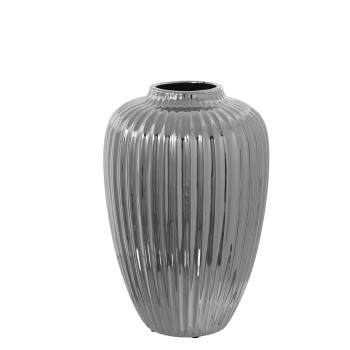 Vaso In Ceramica Argentata_ø22x34cm
