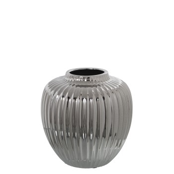 Vaso In Ceramica Argentata_ø22x24cm