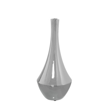 Vaso In Ceramica - Argentato- Ø14x31cm