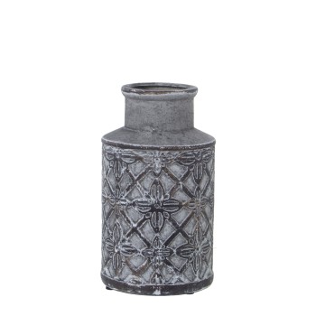Jarrón Cerámica Gris Oscuro Ø13x23cm
