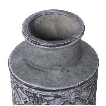 Jarrón Cerámica Gris Oscuro Ø13x23cm