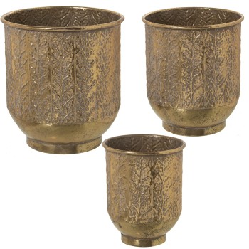 Set 3 Maceteros Metal Dorado Ø32x35+ø27x30+ø21x27cm