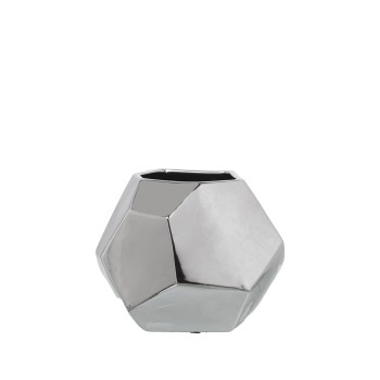 Jarrón Cerámica 22cm Plateado 26x26x22cm