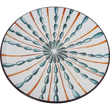 Centro Cerámica Blanco/azul Ø30x4cm