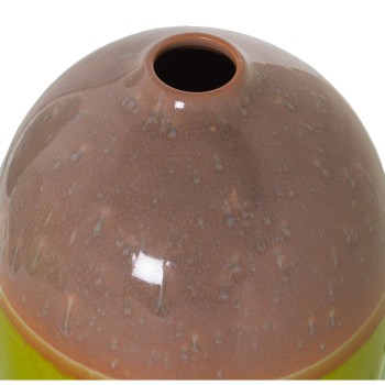 Vaso In Ceramica Colore Reattivo - Rosa E Verde - 27cm