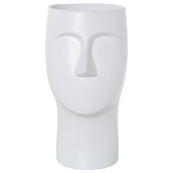 Vaso In Ceramica Faccia - Bianco Opaco - 36cm- _18x19x36cm